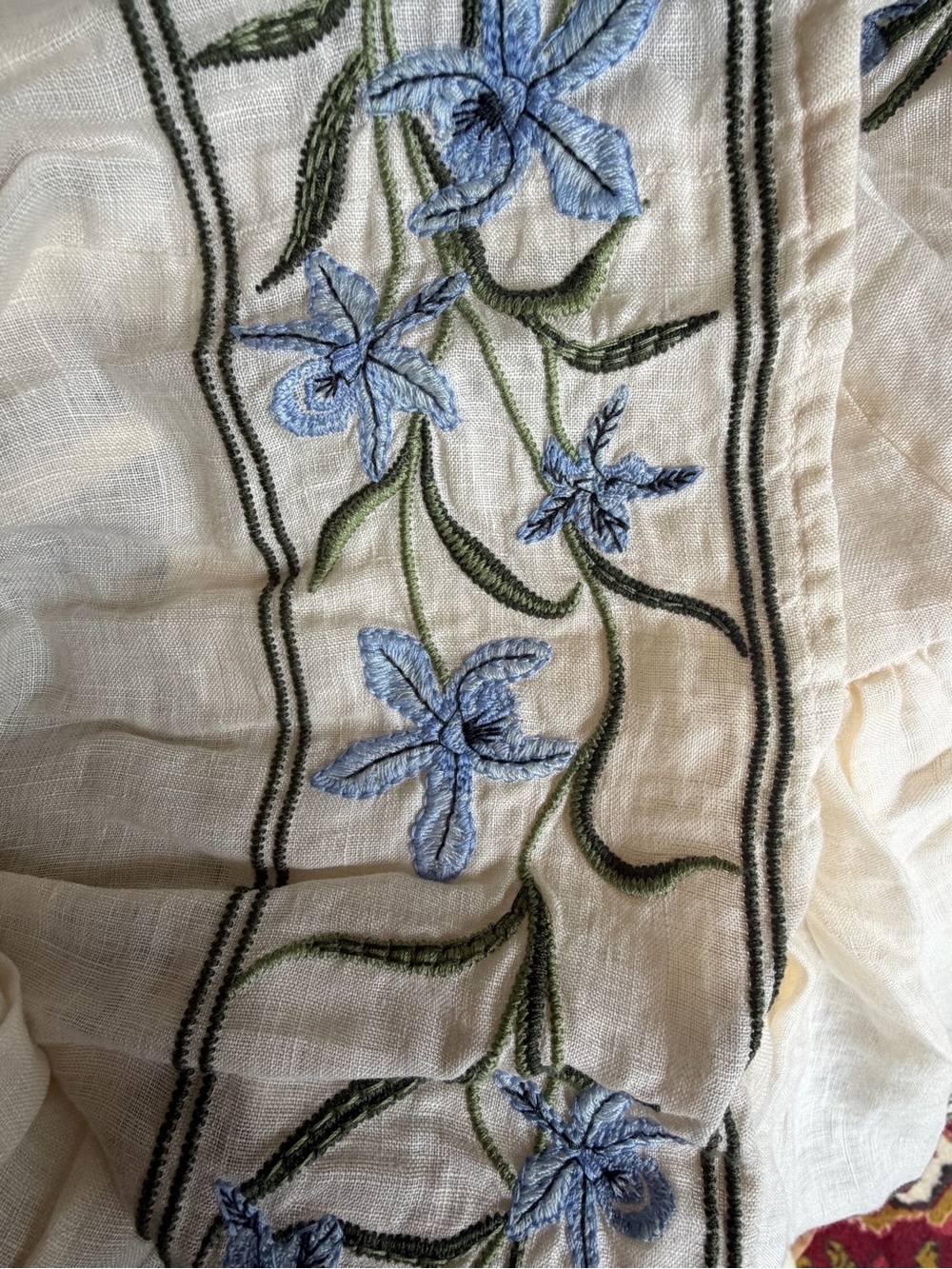 Agua by Agua Bendita Bossa Neck Maxi Dress Blue Floral Embroidery $1300 - Picture 13 of 13